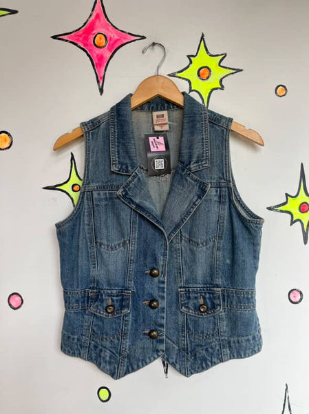 Vintage Y2K Denim Vest | Fairy Grunge Emo Indie Sleaze Layering Top | Size 10
