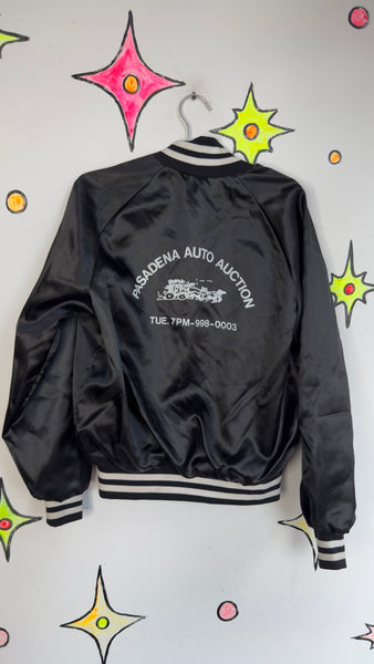 Vintage "Henry" Embroidered Black Grunge Bomber Jacket Nylon Trucker Style USA M