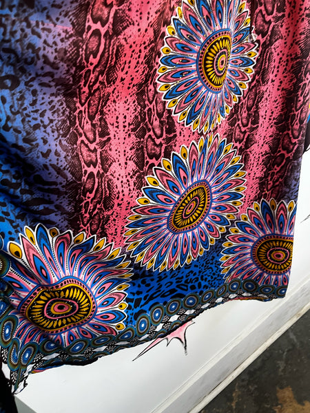 Vintage Y2K Boho Grunge Kaftan Psychedelic Rainbow Mumu – Festival Lounge Dress