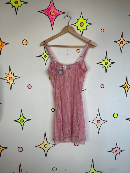 Pink Lace Slip Dress Y2K Coquette | Rampage Stretchy Fairy Lingerie Slip M