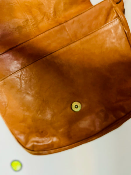 Vintage Soft Genuine Leather Boho Grunge Brown Western Satchel Crossbody Bag