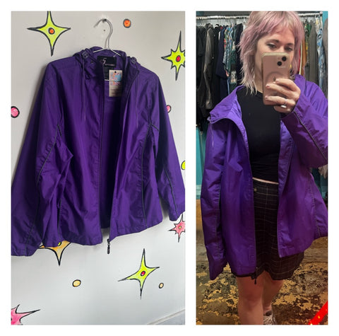 Vintage 90s Y2K | Purple Sporty Hoodie Windbreaker Jacket | Size XL