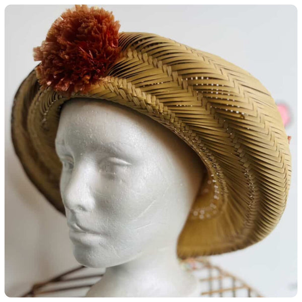 Vintage Exotic Straw Sun Hat Boho Fairy Grunge Festival | Woven Pirate Hat