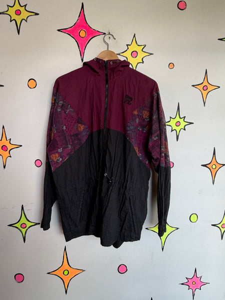 90s Y2K Merlot Black Windbreaker Gorpcore Japanese Streetwear Goth Athleisure L