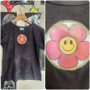 Vintage Y2K 2000s | Hologram Flower Power Graphic Tee Fairy Grunge Baby Tee | S