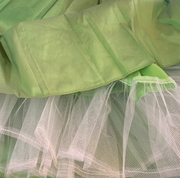 Y2K Lime Green Fairy Formal Satin Bedazzled Rhinestone Cupcake Mini Dress S