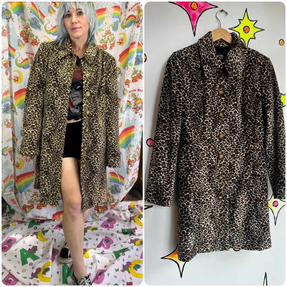 Vintage 90s | Christina Rotelli Faux Fur Cheetah Print Coat Mob Wife | M