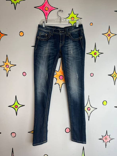 Y2K Miss Me Embellished Low Rise Jeans – Indie Sleaze Fairy Grunge – Sz 28