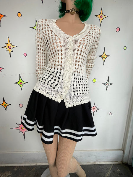 Black Pleated Cheer Skirt | Emo Mall Goth Dark Academia Mini Skirt XS/S