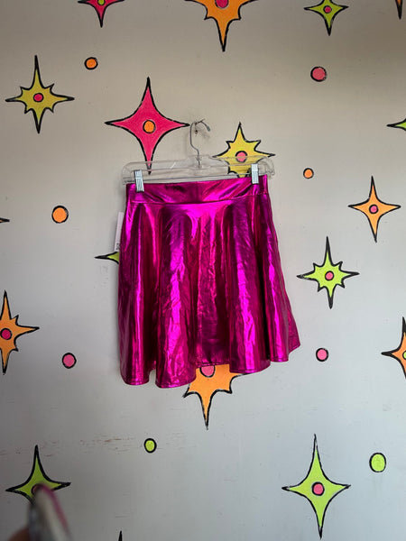 Metallic Pink Skater Skirt Alien Costume Cyber Goth Rave Galactic Glam Barbie S