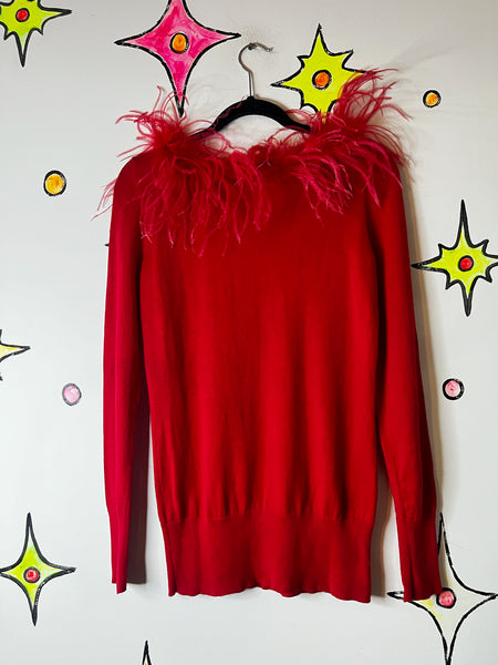 Vintage Y2K Red Ugly Christmas Sweater Snowflake Embellished Holiday Party - S