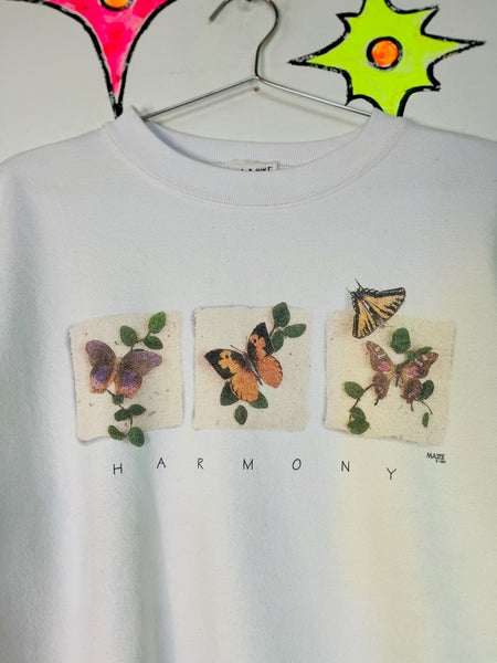 Vintage 90s Butterfly Sweatshirt Soft Grunge Y2K Pullover Cozy Boho Loungewear M