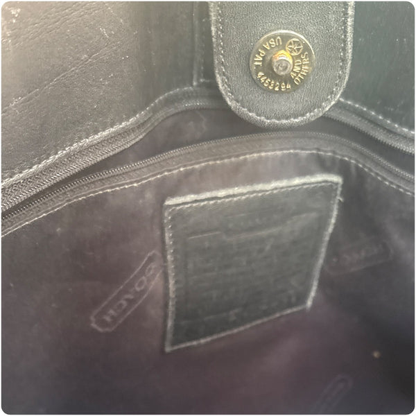 Vintage Large Coach Black Leather Tote – Classic Designer Shoulder Bag – Rare