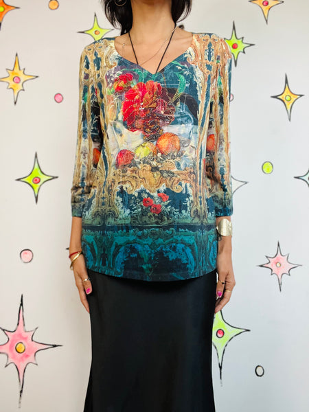 Vintage Y2K Fairy Grunge Rococo Embellished McBling Lightweight Top Size M
