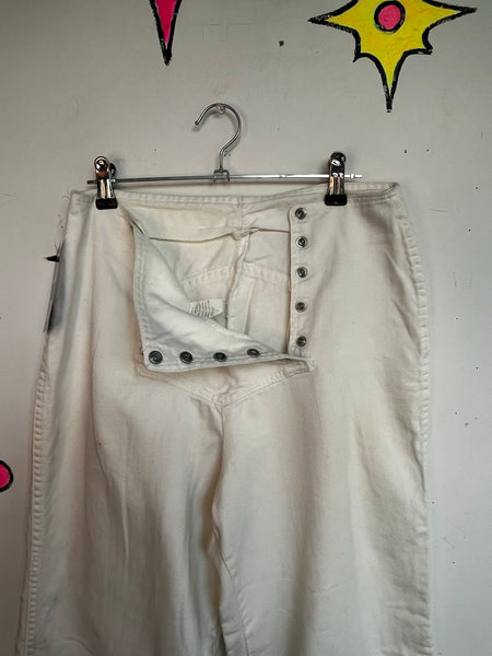 White Sailor Pants High Waist Wide Leg Trousers Nautical George Washington SM