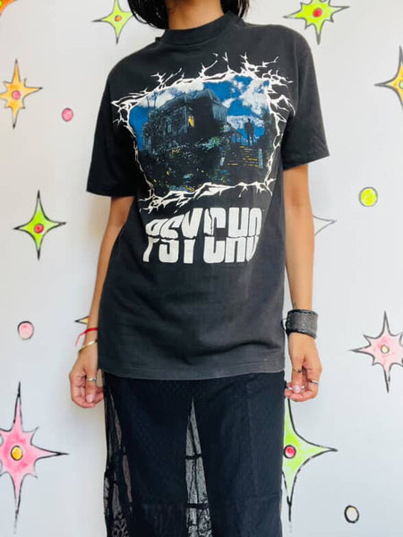 Vintage 80s 90s Psycho Horror Movie T-Shirt – Single Stitch – Rare – Men’s 38-40