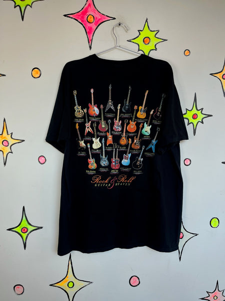 Vintage Black Rock N Roll Guitar Heaven Tee | Boho Grunge Band T Shirt | Size XL