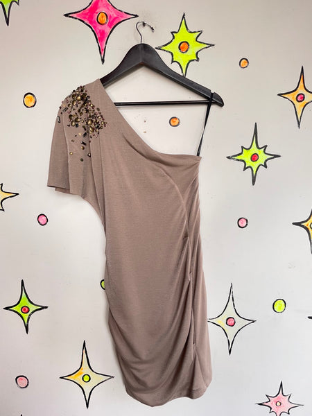 Asymmetrical Beaded Boho Dress Indie Sleaze Fairy Grunge Western Vintage - S