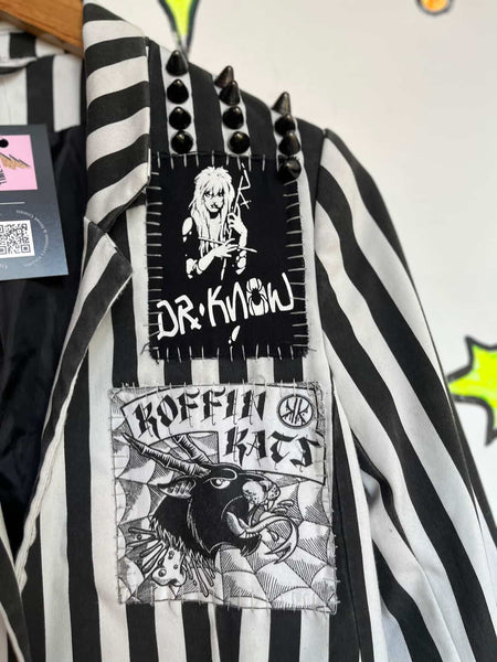 Vintage DIY Punk Blazer - Black & White Contrast Grunge Anarchist - Art School