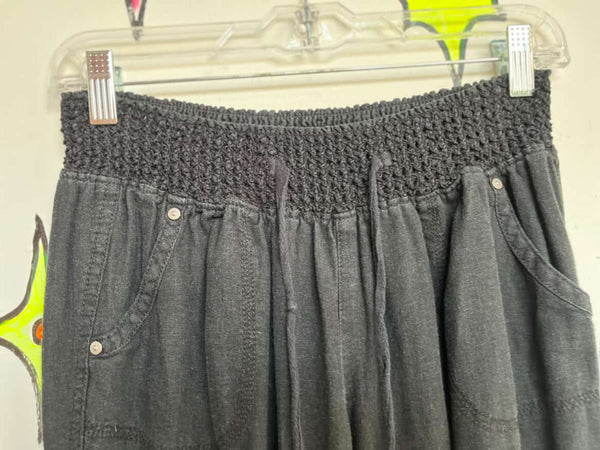 Y2K Boho Fairy Grunge Black Soft Linen Pants – Flowy & Stretchy - Size M