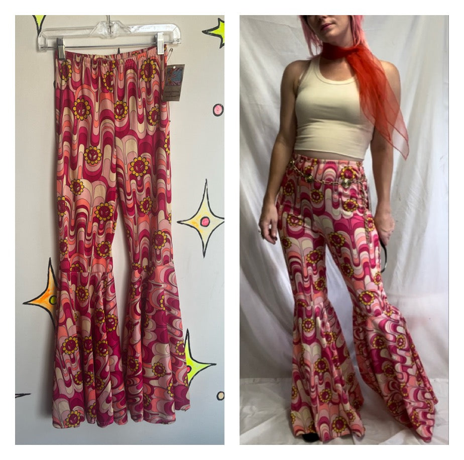 Vintage 90s does 70s | Pink MOD Groovy Costume Bellbottoms | Small