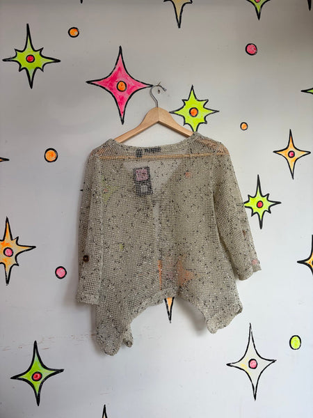 Sheer Crochet Boho Top Layering Piece Shrug Fairy Grunge Post-Apocalyptic S