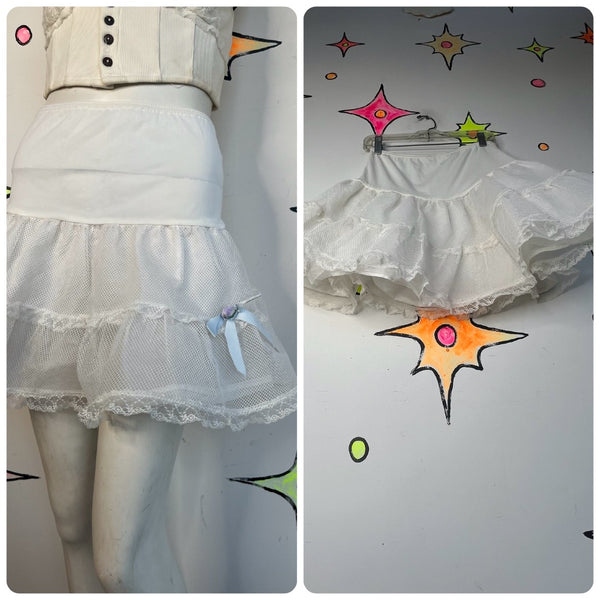 Crinoline Petticoat Skirt – Lace Bow Lolita Coquette Rococo Kawaii Babydoll XS