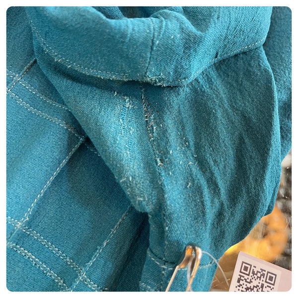 Vintage 1940s | Peacock Blue Shirtwaist Dress Fancy Buttons and Belt | M 8 / 10
