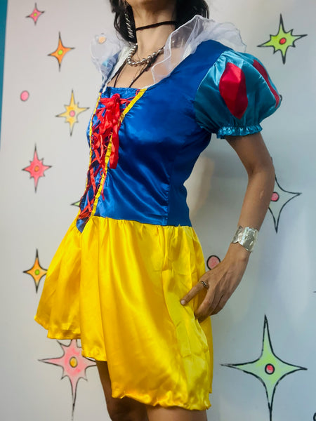 Women’s Fairytale Princess Snow White Costume Mini Dress – Babydoll Style (L)