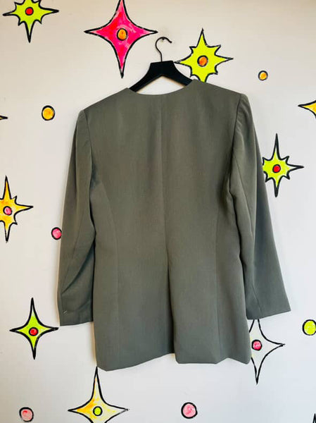 Vintage 80s 90s Gray Asymmetrical Wearable Art Blazer – Office Glam Size 12