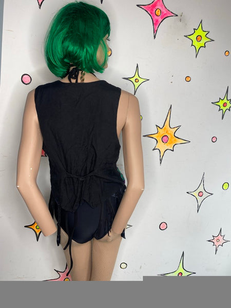 Vintage 90s Patchwork Velvet Vest Whimsigoth Speed Limit MPH Boho Goth M