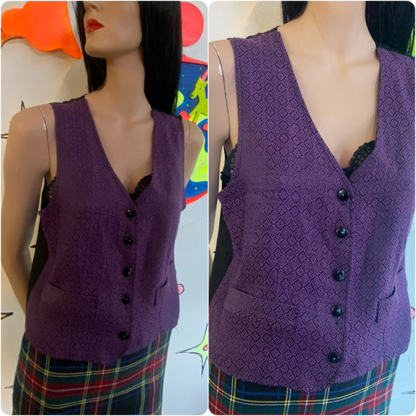 Purple Black Romantic Vest Emo Fairycore Grunge Alt Layering Top Whimsigoth M