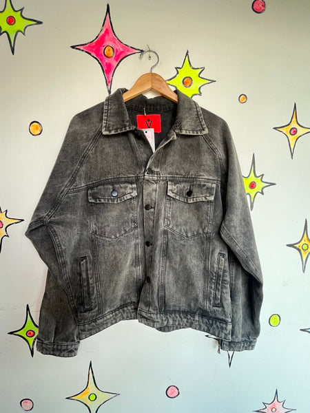 DVRK Black Denim 911 Emergency Jacket Goth Grunge Emo Streetwear | L
