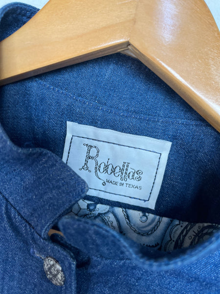 Vintage 90s / Y2K Blue Denim Military Boho Grunge Western Steampunk Jacket | S