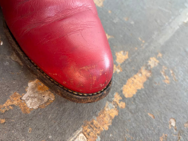 Vintage Justin Red Leather Cowboy Boots Western Cowgirl Roper Boots Boho US 6.5B