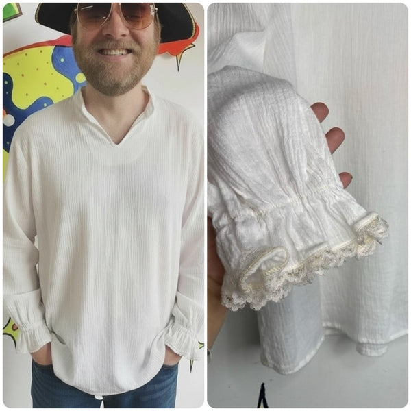 90s Ruffle Sleeve Vampire Pirate Poet Shirt Romantic Goth Ren Faire Steampunk L