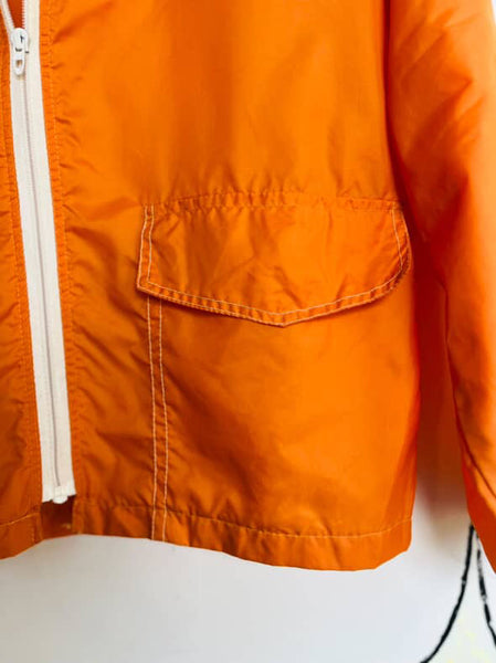 Vintage 60s 70s Groovy MOD Grunge Orange Retro Sporty Nylon Windbreaker Jacket S