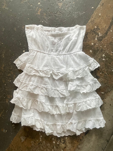 White Ruffle Babydoll Cotton Dress Western Whimsy Fairy Dollcore Coquette L