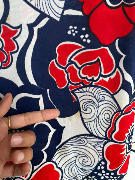 Vintage 60s Navy Red White Psychedelic Print Micro Mini Dress Mod Space Age - XS