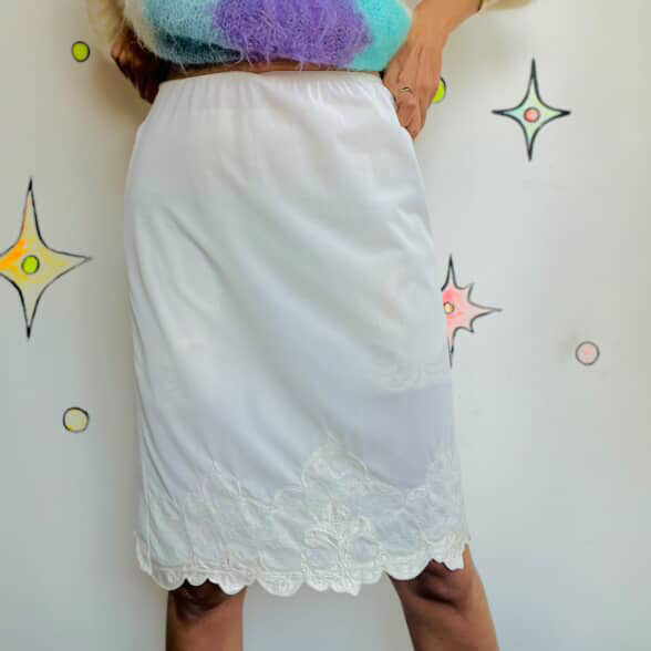 Vintage White Lacey Babydoll Fairy Grunge Half Slip Skirt - Size Small