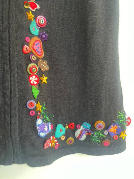 Vintage 90s | Festive Xmas Tacky Ugly Embellished Christmas Sweater Vest | Small