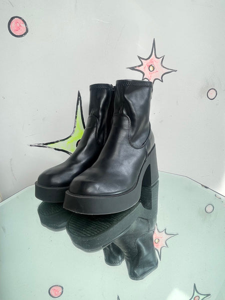 Steve Madden Black Platform Ankle Boots Goth Grunge Chunky 90s Emo Size 7