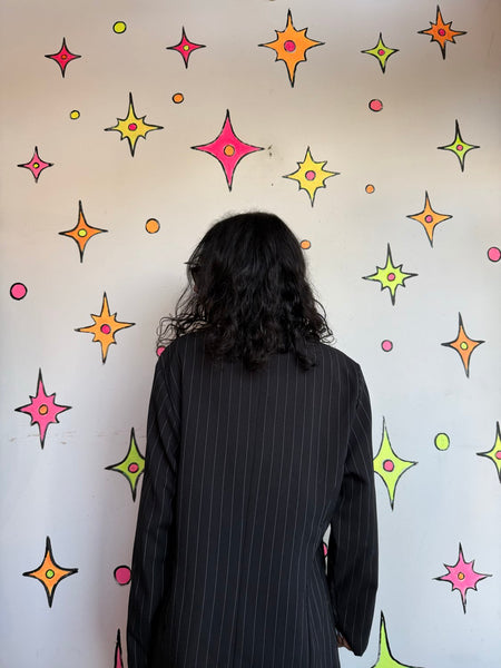 Vintage 80s 90s Pinstripe Blazer | Oversized Power Suit Office Siren Jacket M/L