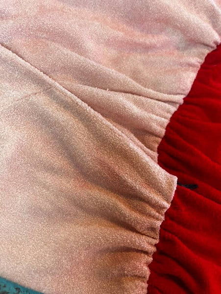 Retro 70s Pink & Red Terry Cloth Midi Dress – Soft Lounge Boho Resort Style S/M