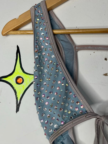 Y2K Crystal Rhinestone Fairycore Bodysuit Festival Rave Swim - XS/S