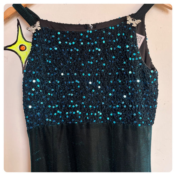 Vintage 90s Y2K | Shiny Sparkle Glitter Fairy Formal Slip Dress Cocktail Prom 10