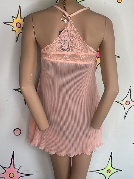 Pastel Pink Lace Slip Dress Y2K Fairy Babydoll Kawaii Mini Dress S