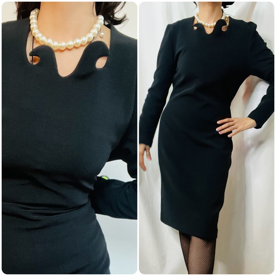 Vintage 80s 90s Gothic Wearable Art Black Witchy Avant Garde Statement Dress – M