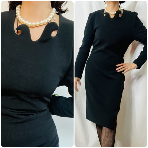 Vintage 80s 90s Gothic Wearable Art Black Witchy Avant Garde Statement Dress – M