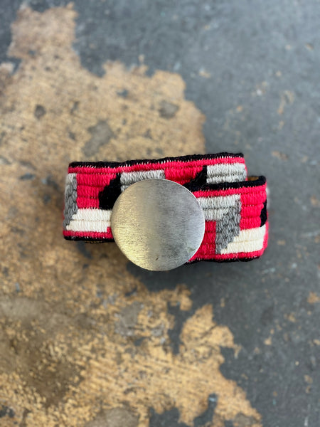 Vintage Moroccan Ceremonial Woven Belt Red Western Ethnic Boho Handmade Belt
